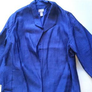 Chico’s Royal Blue and Black Striped Travelers Collection Jacket